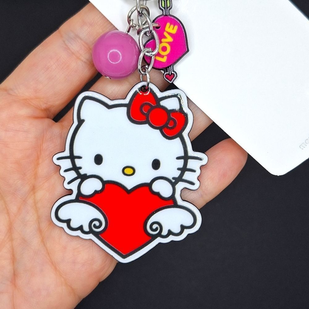 Hello kitty with heart keychain keyring charm